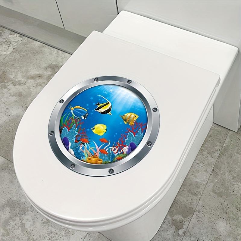 3D Meereswelt Toilettenaufkleber Badezimmer Toilettendeckel Dekorative Wandaufkleber Heimdekoration Wasserdichte Vinyl Badezimmerzubehör