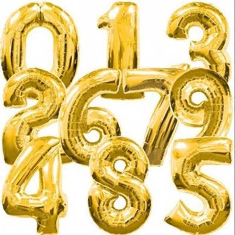 Elegant Gold Silver 16" Foil Letter Number Balloons For Birthday Party Decor