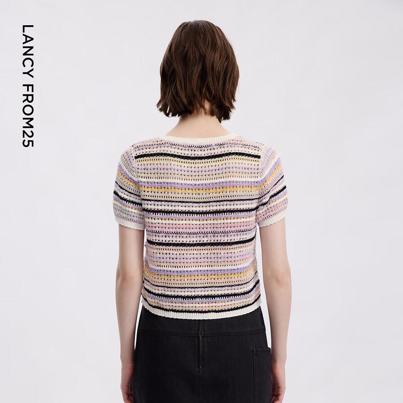 Women's French Style Hollow-out Ribbed Knit Top