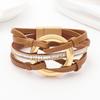 Leather Bracelet for Women Round Hollow Circles Wrap Bangle Female Jewelry Gifts