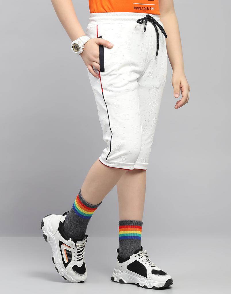 MONTE CARLO Boys Off White Printed Capri