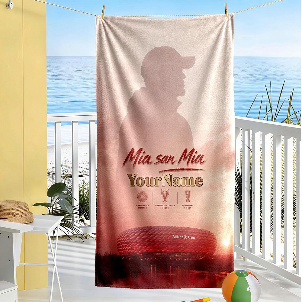 Bayern Munich Personalized Text Beach Towel Super Soft Microfiber Quickdry Fabric