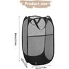 Lot de 2 paniers à linge pop-up pliables noirs – grande capacité, maille respirante, portable