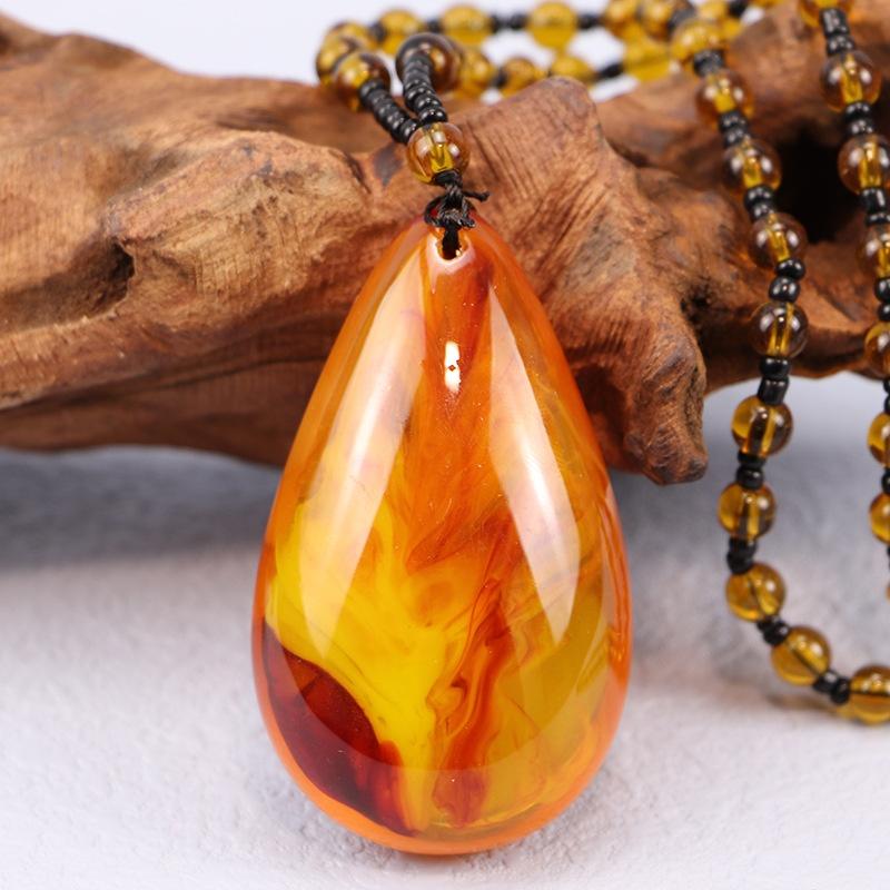 Handgemaakte Honing Amber Ketting Dames Natuurlijke Bijenwas Kralen Braziliaanse Amber Hanger Uniek Cadeau voor Verjaardag