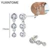 925 Sterling Silver Ear Needle Fashion Hoop Earrings White Crystal Luxury Women's Silver Earrings Wedding Women's Jewelry Gift