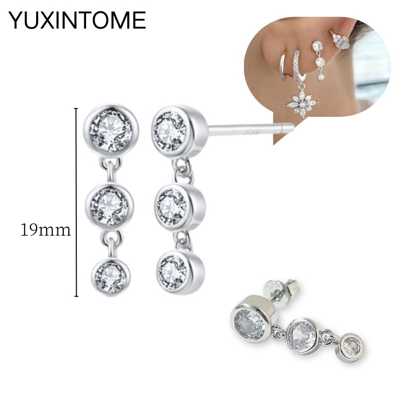 925 Sterling Silver Ear Needle Fashion Hoop Earrings White Crystal Luxury Women's Silver Earrings Wedding Women's Jewelry Gift