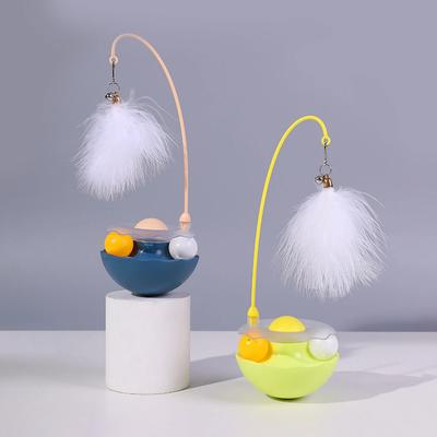 Interactive Cat Rolling Toy ABS Base with Feather Rolling Ball Anti Tipping Design for Cat Play Toy