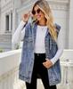 Fashion 2024 Fall Winter New Women's Sleeveless Long Denim Vest Fashion Loose Detachable Hooded Jeans Jacket Coat Casual Clothing S-XL