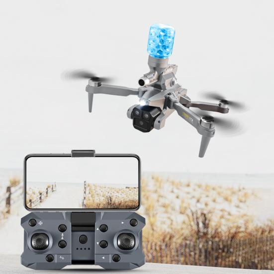 2.4GHz Remote Control Drone with 8K Three Cameras Brushless Motor Aerial Photography Water Bombs Launching Drone Kids Adult RC Quadcopter Toy
