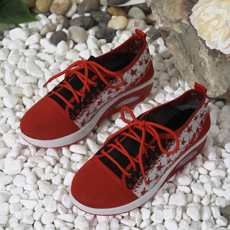 

Sneakers new large size front lace-up color matching fly-woven casual women s shoes platform mesh shoes 36