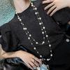 Vintage White Simulated Pearl Necklace For Women Elegant Long Double Layer Pearl Sweater Chain Necklace Jewlery Gifts 2025