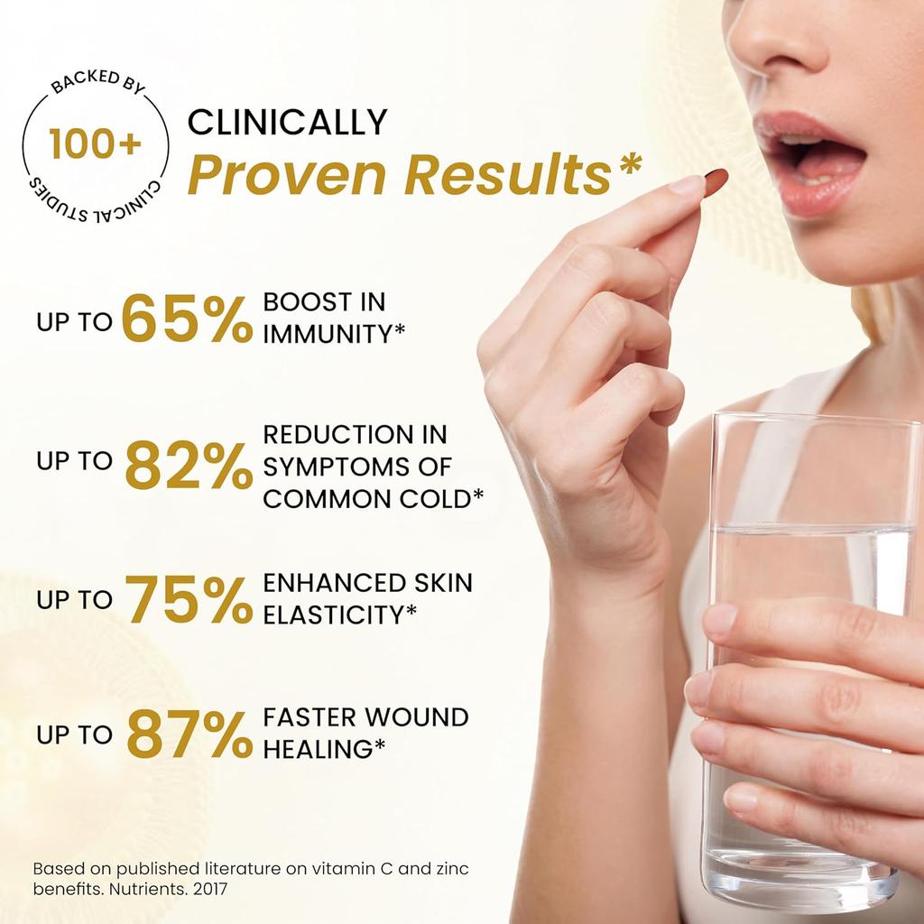 Vlado's Himalayan Organics Plantaardige Vitamine C met Zink 1000mg Supplement voor Mannen en Vrouwen voor Stralende Huid en Immuniteit 120 Plantaardige Capsules