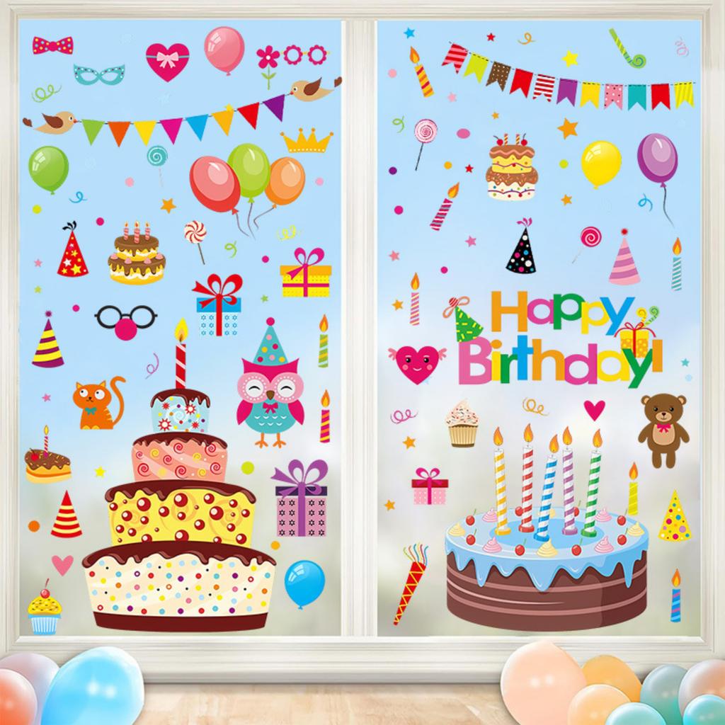 Birthday Party Window Decorations, Self-Adhesive Window Stickers with and Wall Decals for Festive Party Decor