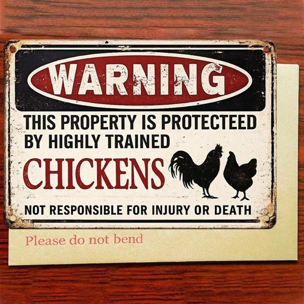 1PC Funny Chickens Tin Sign 8x12 Retro Farm Humor Metal Plaque for Coop Kitchen Wall Decor