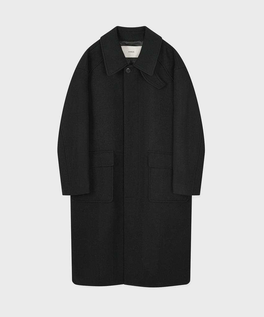 Kiimuir [Wool 80] Woolrich Balmacaan Robe Coat_Black