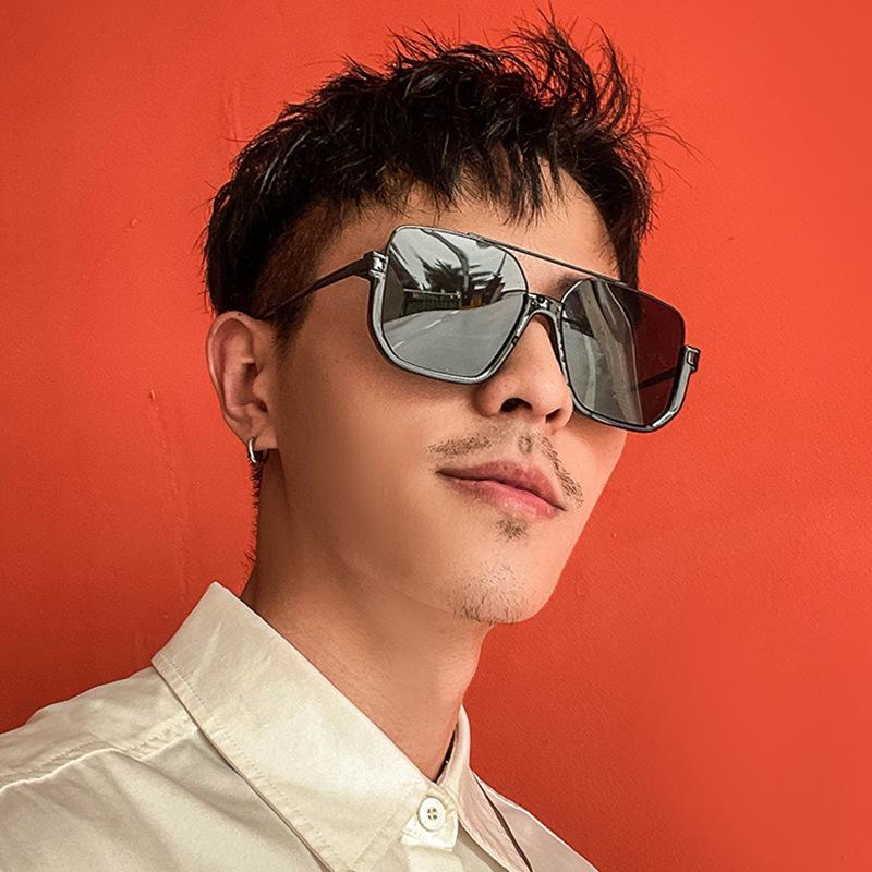 Korean Fashion Women Sunglasses Double Bridge Semi-rimless Sun Glasses Male UV400 Protection Cool Sunglasses