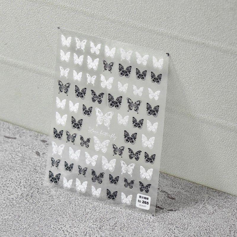 

Black and White Transparent Color Lace Butterfly Nail Sticker Tomoni Thin Tough Magico Nail Japanese Style 5D Nail Sticker Lace Butterfly 265
