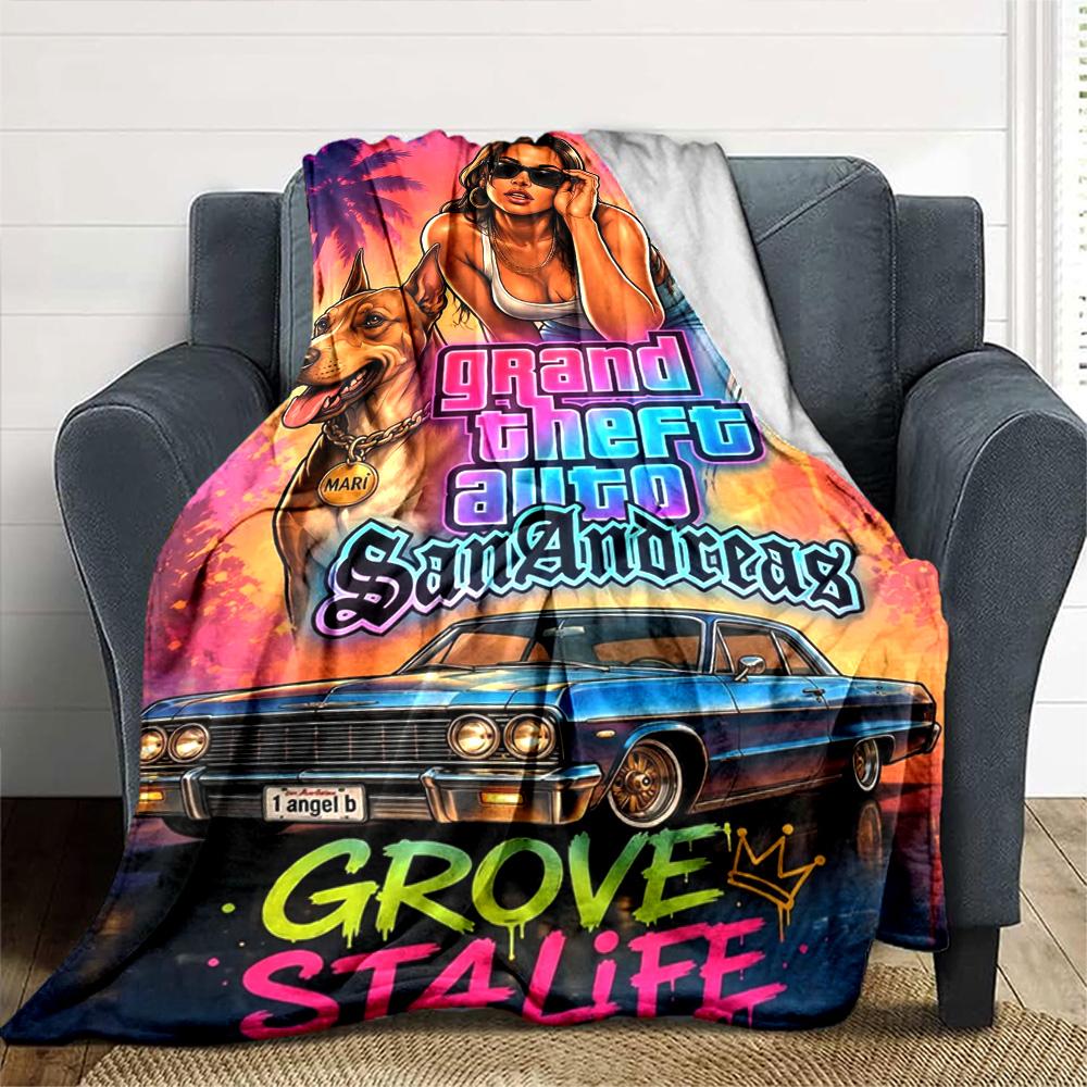 Grand Theft Auto Blanket Soft & Cozy Great for Sofa Chair Seaside All-Season Use Warmthful Decor Unique Gift for Family and Friends Camping