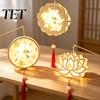 Reizvoller Holzrahmen Laterne DIY Chinesischer Antiker Stil Bausatz, Handlich mit LED-Lichterkette beleuchten & Hanfu Fotografie Requisiten Quaste, Hase Schmetterling Lotus