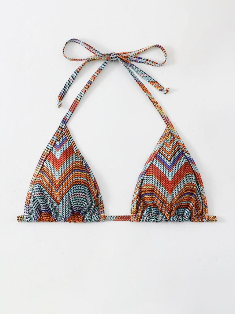 2023 Hollow Striped Print European & American Sexy Bikini Two-Piece Swimsuit