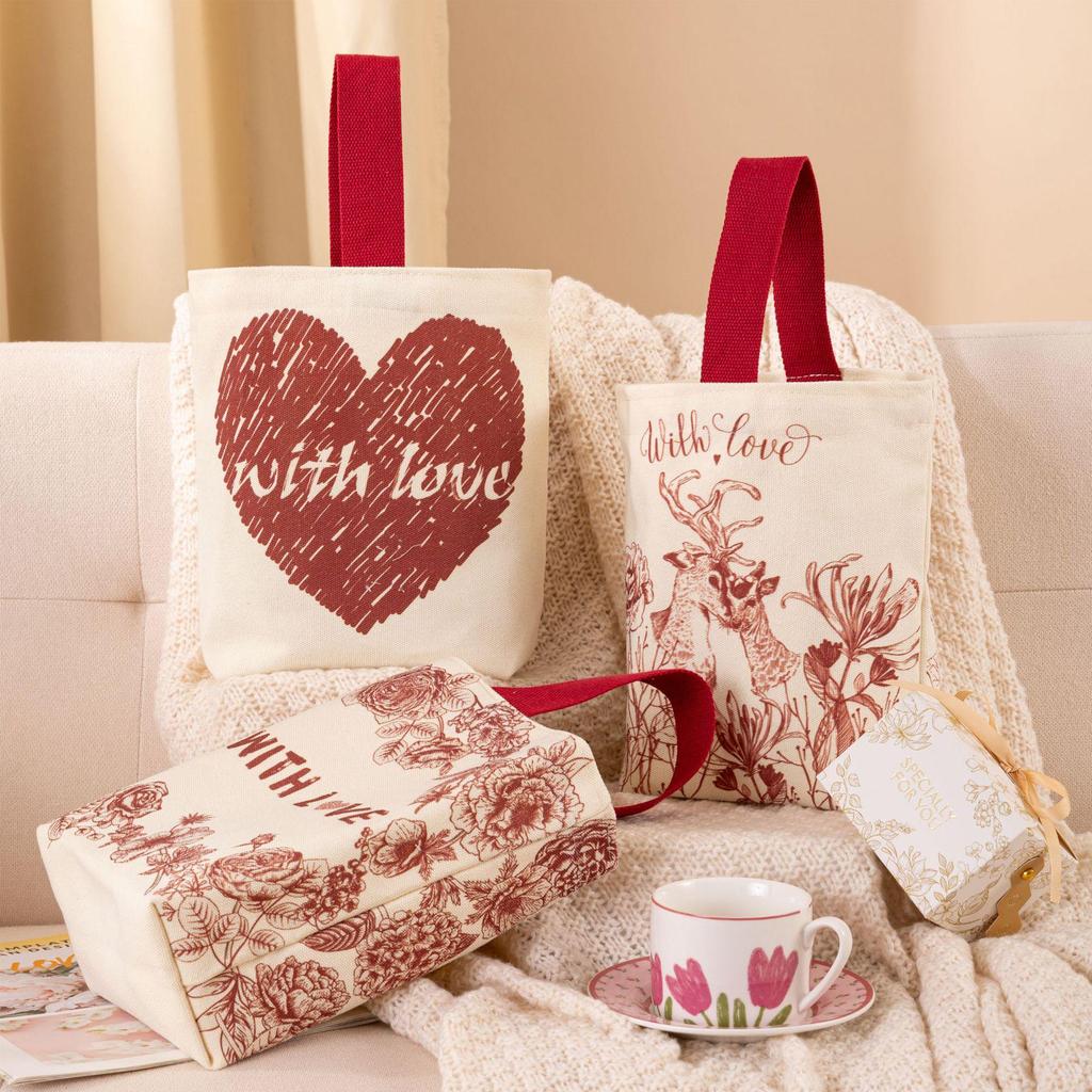 Bolsa de Lona para Dulces de Boda Amorosa, Sencilla y Linda - Perfecta para el Uso Diario y Recuerdos Memorables