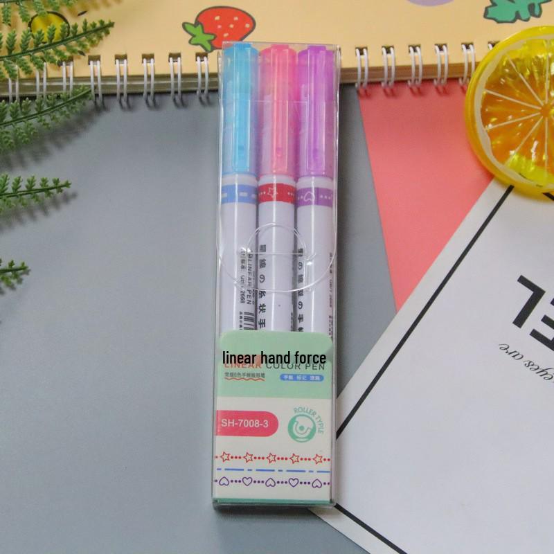 Student Curve Line Marker: Quick-Dry Journaling & Outline Pen with Cute Handmade Wave and Flower Patterns Curve Outline