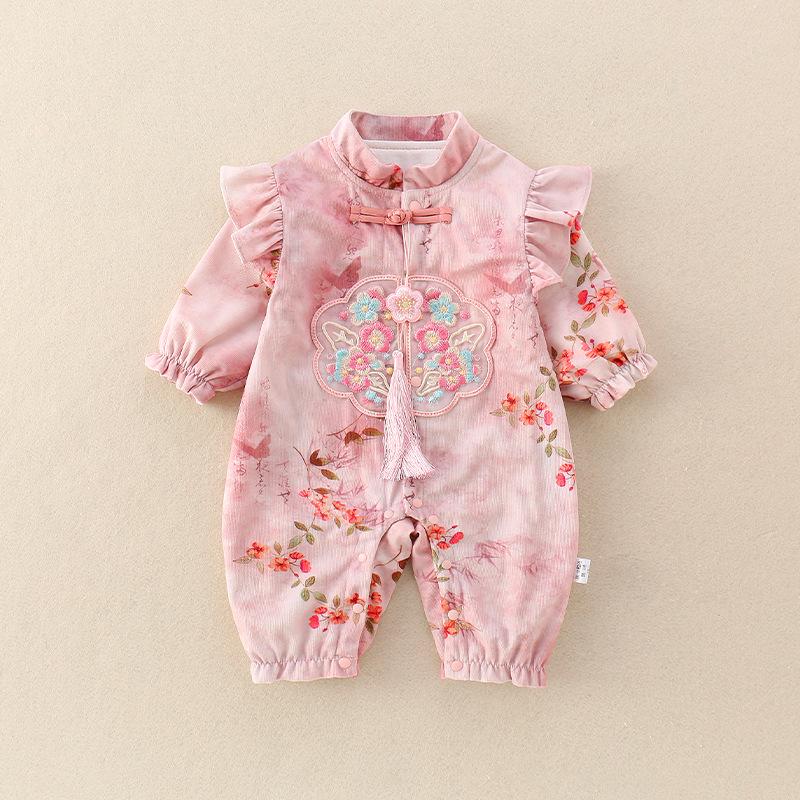 

Autumn Baby Girl Hanfu Romper - 100 Days Cheongsam Harem Pants 66 cm