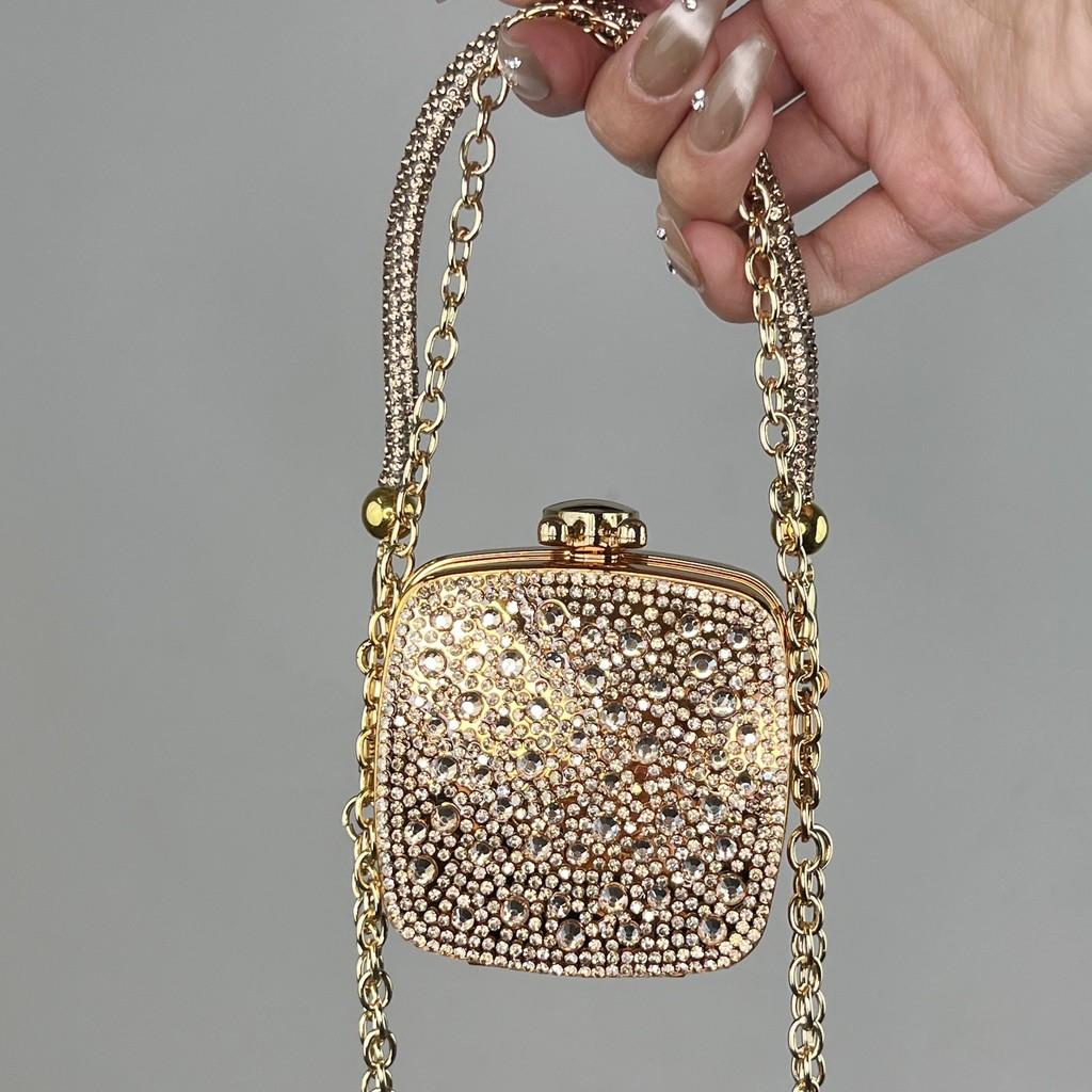 Acylic Mini Doublesided Diamond Clutch With Heart And Lock Buckle For Daily Street Style