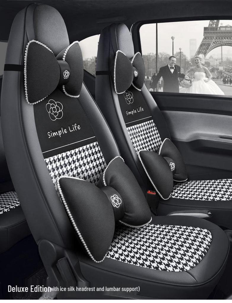 Wuling Hongguang MINI Houndstooth Seat Cushion - All-Season Full Surround, One-Piece Cover.