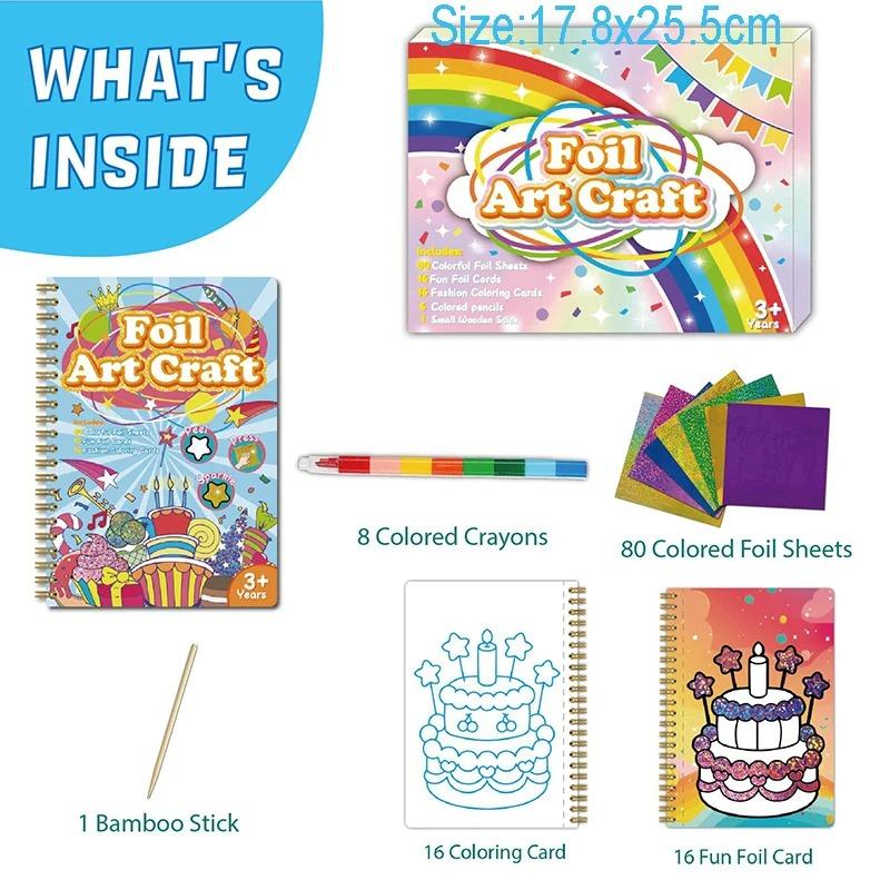 Foil Craft Activity No Mess Art Kit Fun Foil Art for Kids Adults Magnet Foam Paint by Sticker Peel and Press Foul Fun Craft Gifts for Girls  Boys