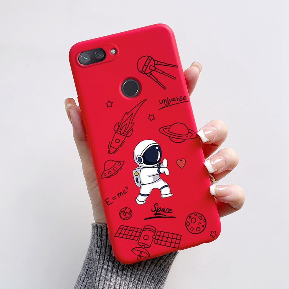 Para Xiaomi Mi 8 Lite Funda Moda Flor de Astronauta Silicona Suave Funda de Teléfono Para Xiaomi Mi 8 / Mi8 Lite Cubierta TPU Protectora Capa