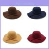 Cappello in Feltro Stile Britannico Vintage con Ampio Bordo e Fiocco per Donne e Ragazze