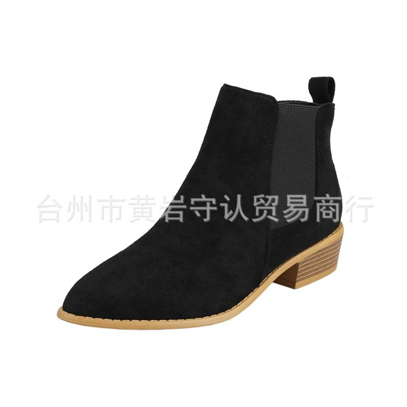 

Large size women s short boots women s autumn new models new suede round head thick heel women s Martin boots 36