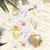 Oversized Soft Beach Towel in Cartoon Bee and Flower Style, Featuring Colorful Floral and Adorable Bee Print Patterns. Made of