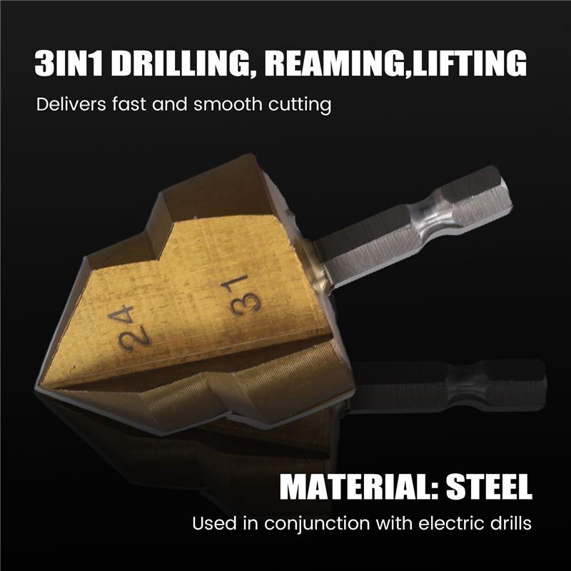 A84X-PPR Lifting,3 Blades Stepped Drill Bit,Hexagon Shank Water Pipe Connection Tool 20/25/32Mm,Plumber Repairing Power Parts