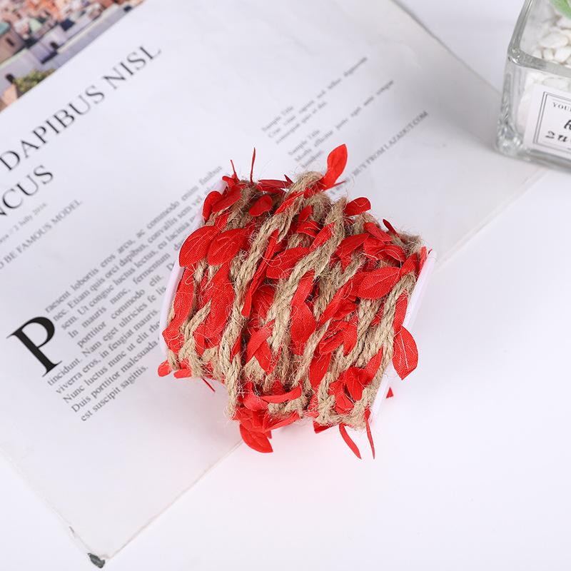 Simulation Leaf Hemp Rope Color Woven Rope Handmade Wedding Packaging Diy Rattan Decorative Green Leaf Hemp Rope 10 Meters