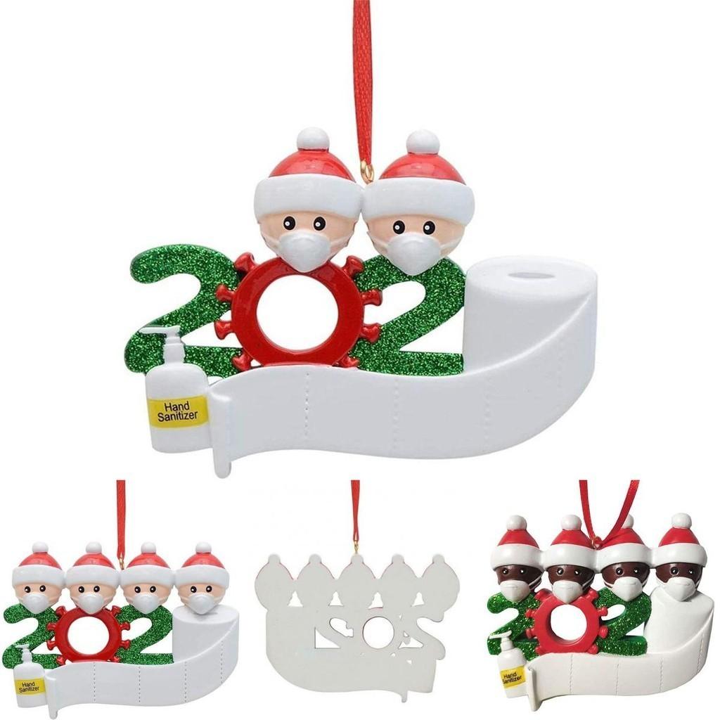 2020 Xmas Tree Ornaments Featuring Santa Claus With Mask And Diy Family Name