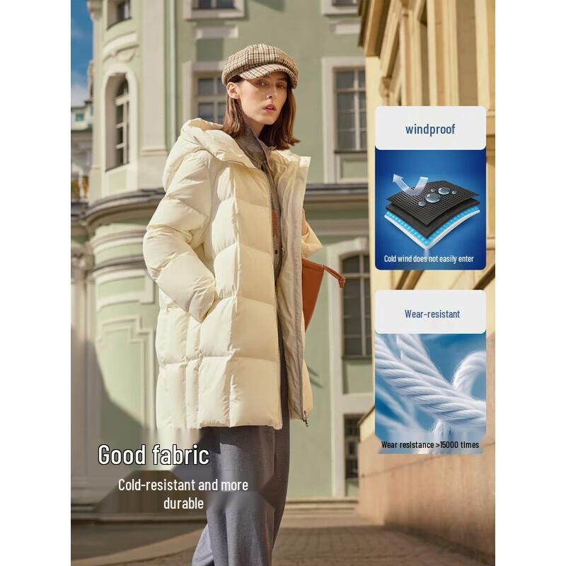 Bingjie Women's Hooded Mid-Length Down Jacket J5400DI70