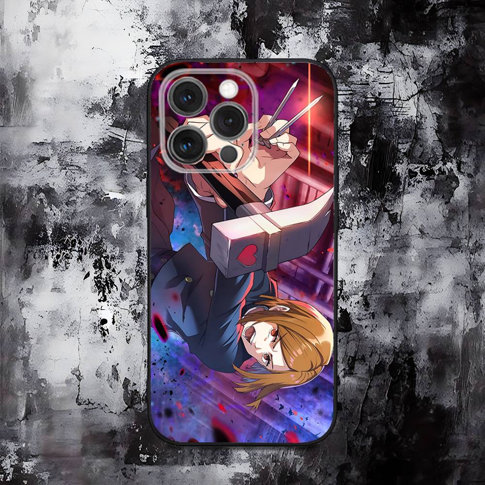 Jujutsu Kaisen Nobara Kugisaki Phone Case For iPhone 16,15,14,13,12,11,Pro,Max,Plus,X,XS,SE,E,Mini,Soft Silicone Black Case