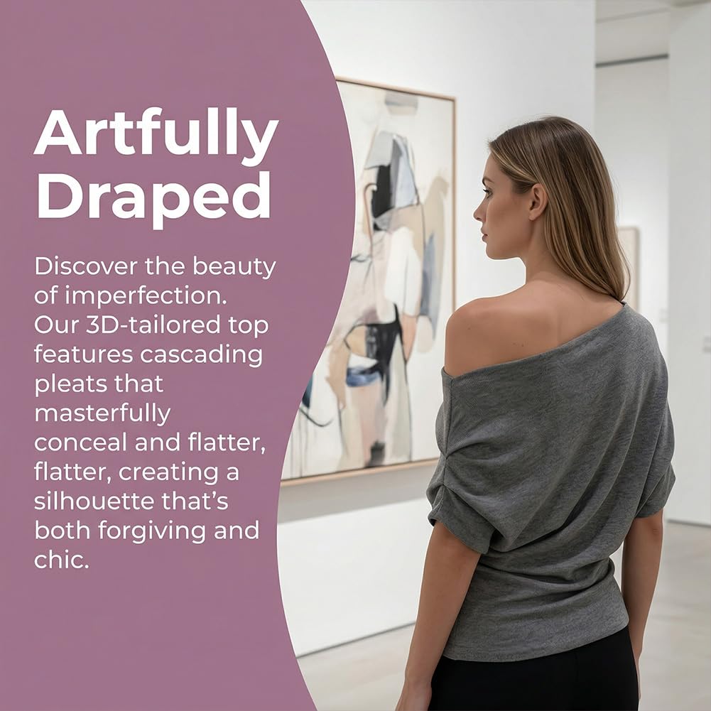 Women's Fashion Off Shoulder Sleeve Top - Casual One Shoulder Blouse Summer