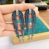 S925 Silver Needle Rhinestone Tassel Earrings - Exquisite Long Claw Chain with Colored Diamonds, European & American Style