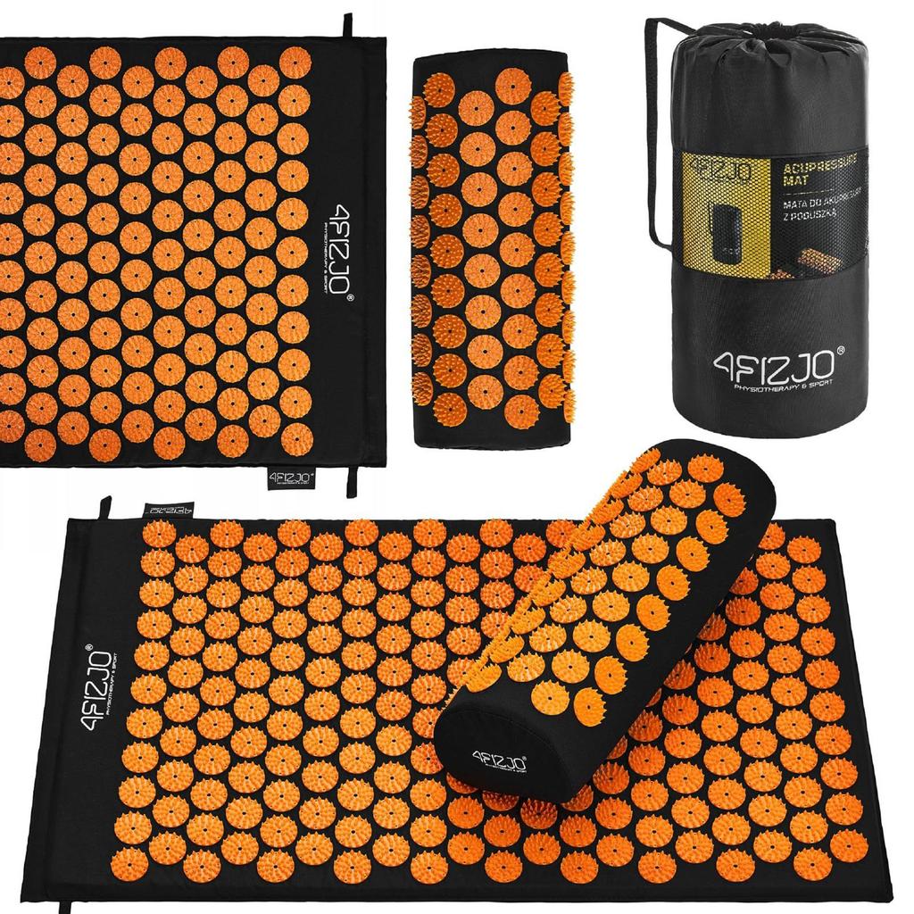 4FIZJO Acupressure Mat 68x42 with Pillow Black and Orange