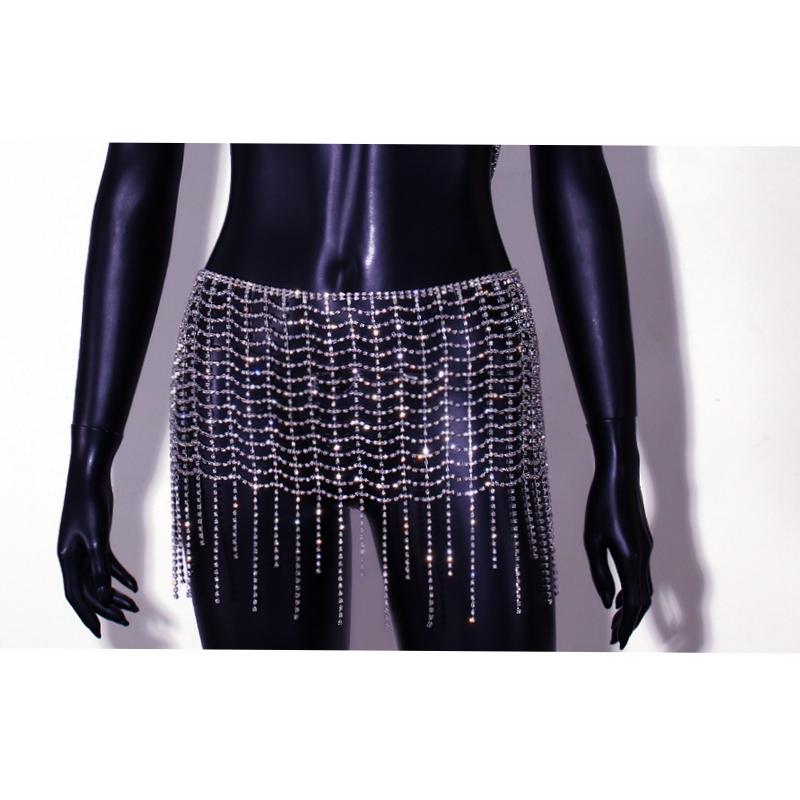 2022 New Rhinestone Tops Body Chains and Belly Belt Chain Sets Lingerie Sexy Tassel Chain Set Body Jewelry for Women