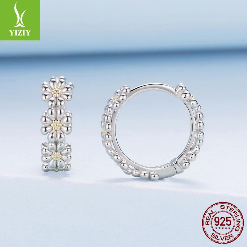 Fresh Little Daisy Ear Buckle S925 Sterling Silver Flower Sunshine Charm Earrings Earrings