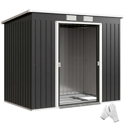 7 X 4ft Galvanised Steel Garden Shed, with Foundation Kit - Dark Grey