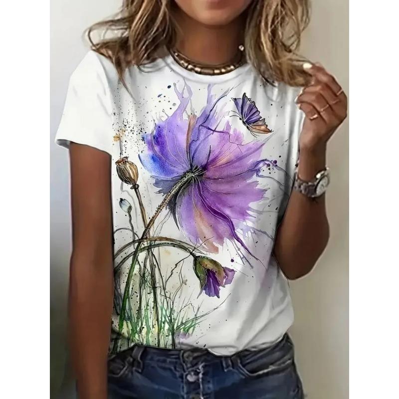 3D Printed Fashion Women s T-shirt Summer Breathable Versatile Casual Trend XS
