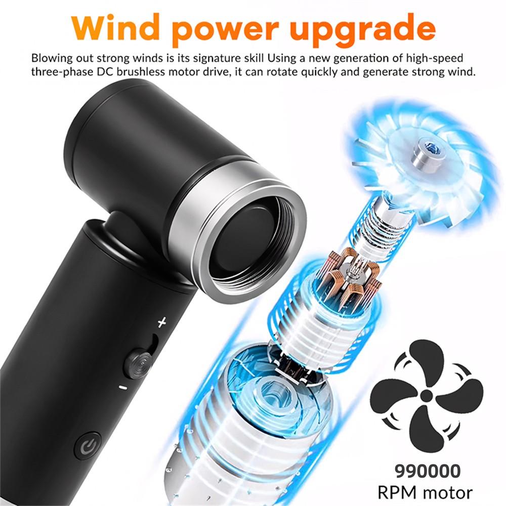 Winter Snow Removal 900000 RPM Powerful Blower Vacuum Cleaner Type-C Charging Strong Wind 53m/s Brushless ViolentFan