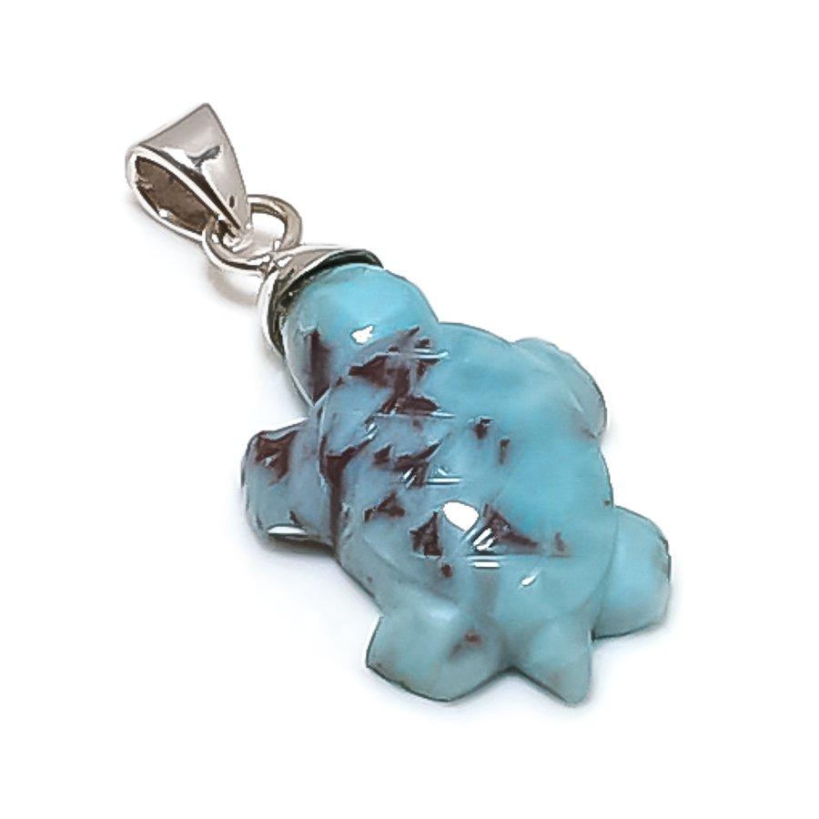 

Natural Larimar Gemstone Handmade 925 Sterling Silver Jewelry Pendant 1.46 d4T02