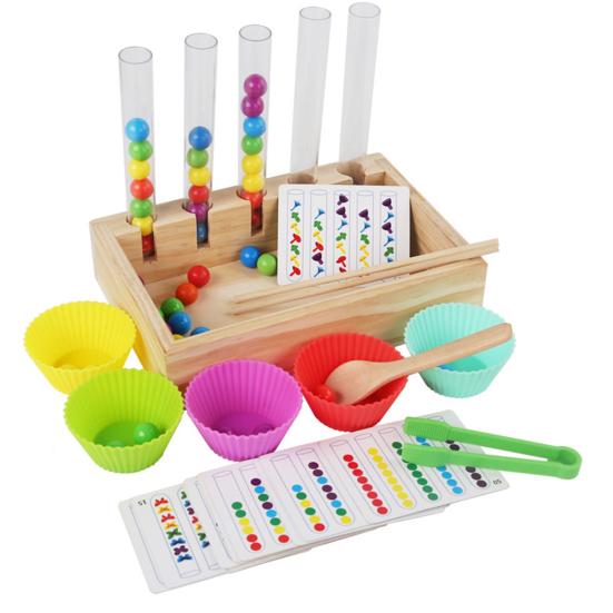 Test Tube Bead Matching Toy Fine Motor Skills Preschool Learning Color Sorting Cup Toddler Boys Girls Educational Colorful Ball Catching Dropping Toy