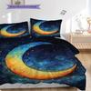 New Moon Pattern Bedding Quilt Set Quilt Cover Pillowcase Home Decoration Birthday Gift (1 * Duvet Cover + 2 * Pillowcase, Without Core)